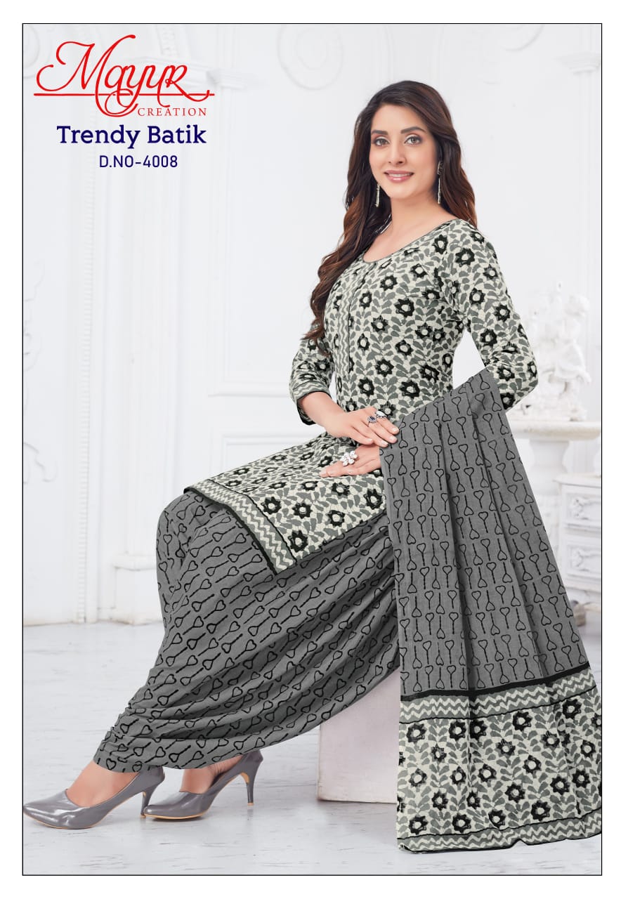 Trendy Batik Vol 4 By Mayur Printed Cotton Dress Material Wholesale Market In Surat